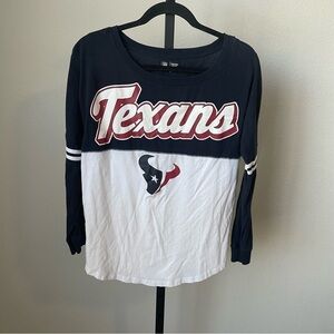 NFL Houston Texas Long Sleeve Two Toned Spirit Shirt Size Medium